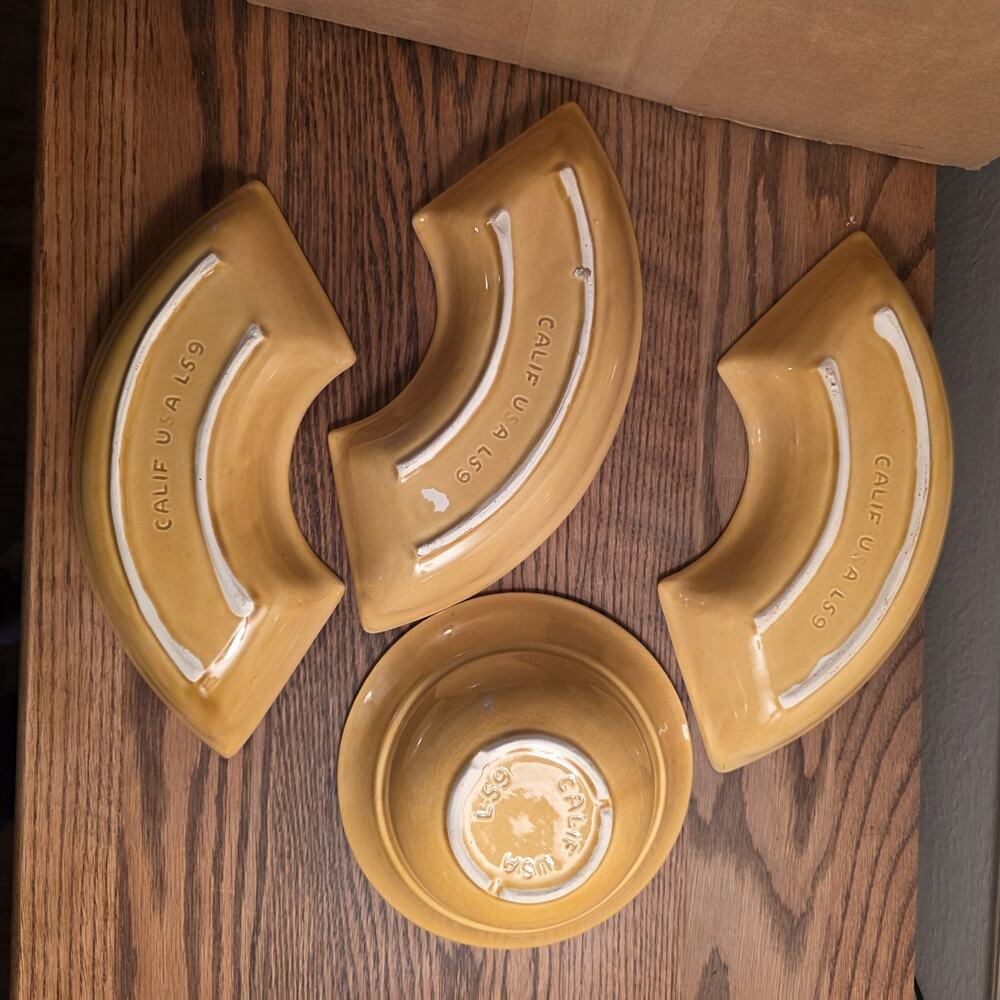 MCM Lazy Susan Chip and Dip Set Color Gold California USA L59- EXCELLENT IN BOX - Picture 13 of 13